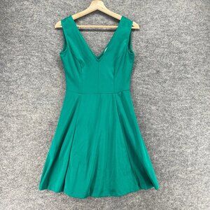 H&M Dress Women S Small Green Sheath Midi V-Neck Sleeveless Casual Solid